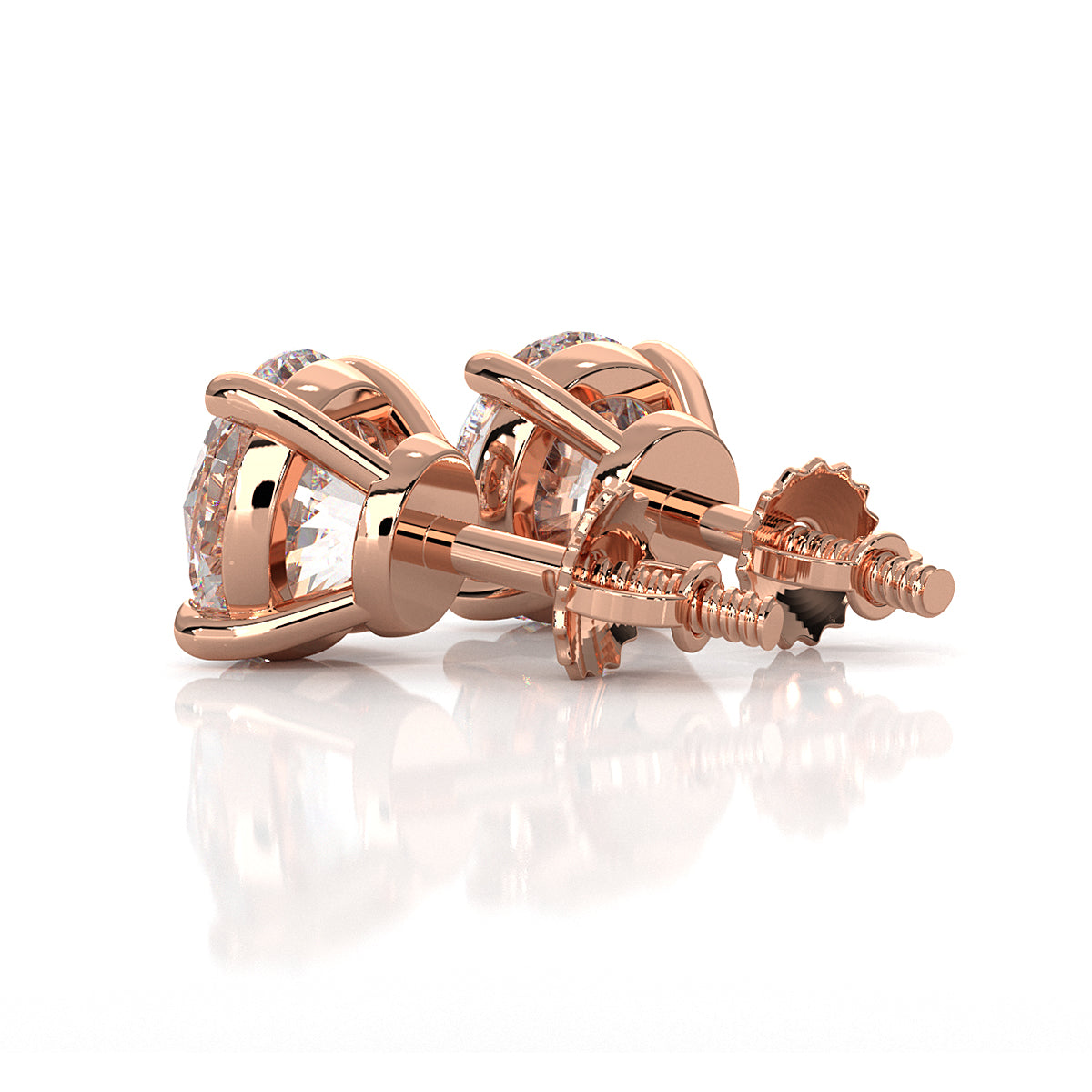 Elegant Round Lab Grown Diamond Stud Earrings | IGI Certified Brilliance & Timeless Sparkle